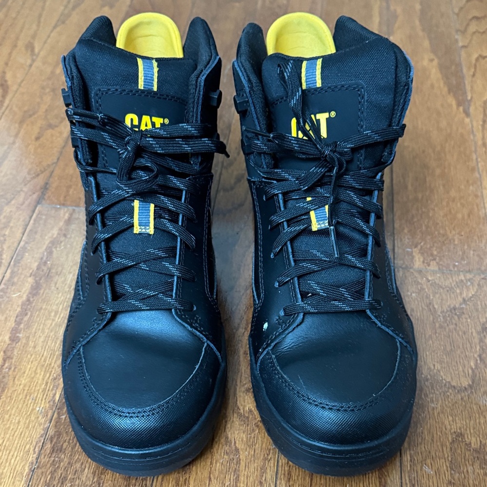 CAT Men’s Black and Yellow High-Top Boots Composite Toe Work